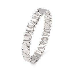 Stainless Steel Color Valentine's Day 304 Stainless Steel Heart Open Hinged Cuff Bangles for Women, Tarnish Free, Stainless Steel Color, Inner Diameter: 1.93x2.36 inch(4.9x6cm)
