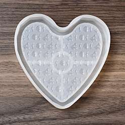 White DIY Heart Display Base Silicone Molds, Resin Casting Molds, for UV Resin, Epoxy Resin Craft Making, White, 119.5x118.5x17mm