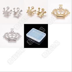 Platinum & Golden CHGCRAFT 8Pcs 4 Style Brass Micro Pave Clear Cubic Zirconia Links Connectors, Crown, Platinum & Golden, 2pcs/style