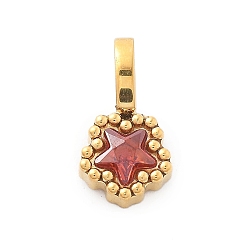 Сиамский 304 прелести нержавеющей стали, со стразами, ионное покрытие (ip), звезда, реальный 14 k позолоченный, Сиам, 12x6.5x4 мм, отверстие : 4.5x3 мм