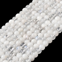 Rainbow Moonstone Nature Rainbow Moonstone Round Bead Strands, Grade A, 4~4.5mm, Hole: 1mm, about 98pcs/strand, 15 inch