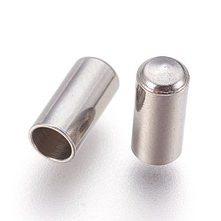 Stainless Steel Color 201 Stainless Steel Cord End Caps, Stainless Steel Color, 8.5x4mm, Hole: 3mm