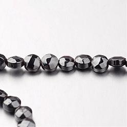 Original Color Non-magnetic Synthetic Hematite Bead Strands, Faceted, Flat Round, Original Color, 4x4x3mm, Hole: 1mm, about 102pcs/strand, 15.7 inch