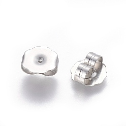 Stainless Steel Color 304 Stainless Steel Ear Nuts, Butterfly Earring Backs for Post Earrings, Stainless Steel Color, 9.5x9.5x4mm, Hole: 1mm