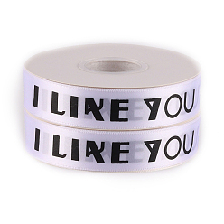 Thistle Printed Polyester Ribbons, Garment Accessory, Word I Like You, Thistle, 1 inch(25mm), about 40 yards/roll