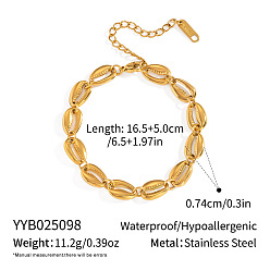 Настоящее золото 18K 304 Браслеты-цепочки из нержавеющей стали в форме ракушек каури для женщин, реальный 18 k позолоченный, 6-1/2 дюйм (16.5 см)