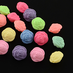 Mixed Color Spray Painted Fluorescent Acrylic Beads, 3D Flower, Mixed Color, 13x13.5x10mm, Hole: 2mm