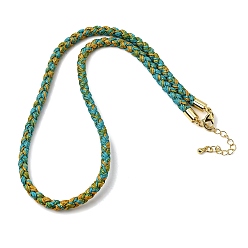 Green 5M Braided Chinlon Cord Bracelets, with Brass Findings, Green, 17.48~17.91x0.20 inch(44.4~45.5x0.5cm)