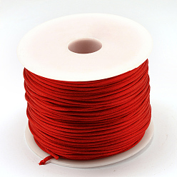 Roja Hilo de nylon, cordón de satén de cola de rata, rojo, 1.5 mm, aproximadamente 100 yardas / rollo (300 pies / rollo)