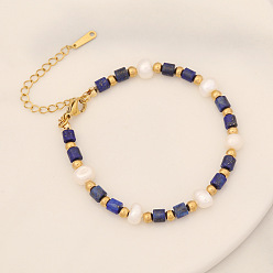 8# Qingjing Bohemian Natural Stone Pearl Bracelet - Fashionable Beaded Jewelry B408