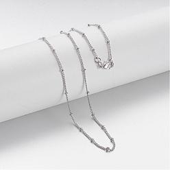 Platinum Brass Chain Necklaces, Curb Chain, with Lobster Clasps, Platinum, 16.8 inch