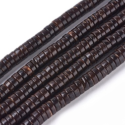 Coconut Brown Coconut Beads Strands, Flat Round, Coconut Brown, 5x2mm, Hole: 1mm, about 336~338pcs/strand, 26.6 inch(67.5cm)