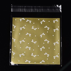 Goldenrod Rectangle OPP Cellophane Bags, with Bowknot Pattern, Goldenrod, 17x14cm, Unilateral Thickness: 0.035mm, Inner Measure: 13.9x14cm, about 95~100pcs/bag