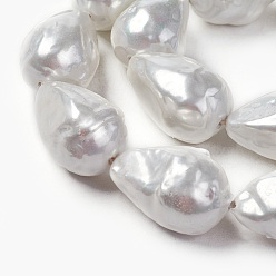 Seashell Color Shell Pearl Beads Strands, Teardrop, Seashell Color, 22~27x17~19mm, Hole: 0.8mm, about 8~10pcs/strand, 7.6 inch(19.5cm)