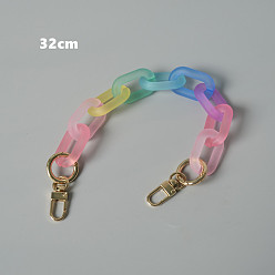 Colorful Acrylic Bag Handles, with Iron Clasp, for Bag Straps Replacement Accessories, Light Gold, Colorful, 32x2.3cm
