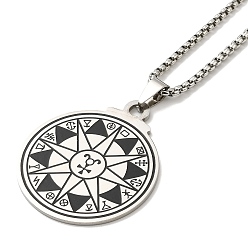 Stainless Steel Color 304 Stainless Steel Pendant Necklaces for Women Men, 12 Constellation, Stainless Steel Color, 19.57 inch(49.7cm)