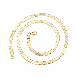 Золотой 304 колье из нержавеющей стали с цепочками в виде елочки для мужчин, золотые, 19.69 дюйм (50 см), широк: 5 мм