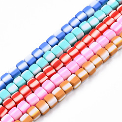 Mixed Color Handmade Polymer Clay Beads Strands, Cube, Mixed Color, 5x5x4.5mm, Hole: 2mm, about 85~86pcs/strand, 15.83 inch~16.06 inch(40.2~40.8cm)