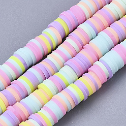 Mixed Color Handmade Polymer Clay Beads Strands, for DIY Jewelry Crafts Supplies, Heishi Beads, Disc/Flat Round, Mixed Color, 6x0.5~1mm, Hole: 1.8mm, about 290~320pcs/strand, 15.75 inch~16.14 inch(40~41cm)