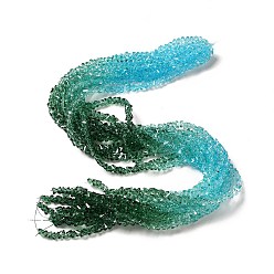 Teal Transparent Glass Bead Strands, Segmented Multi-color Beads, Triangle, Teal, 4.5x4x3.5mm, Hole: 1mm, about 134~137pcs/strand, 13.27~13.39''(33.7~34cm)