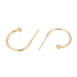Real 18K Gold Plated 304 Stainless Steel Earring Hooks, Real 18k Gold Plated, 17x22x1.5mm, Pin: 1mm
