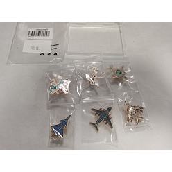 (52) Непрозрачная лаванда 6шт. 6 стили эмалированных значков в виде самолетов, булавки для лацканов из сплава для одежды рюкзака, разноцветные, 36.5~40x23.5~41.5 мм, 1 шт / стиль