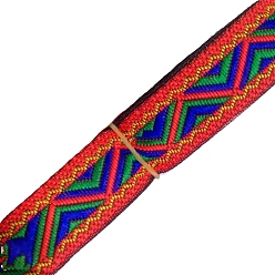Red 7M Ethnic Style Polyester Jacquard Triangle Ribbon, Red, 3/4 inch(20mm), about 7.66 Yards(7m)/Roll