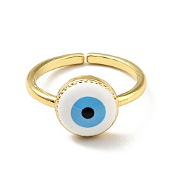 Белый Эмалированное кольцо-манжета сглаза, позолоченные латунные украшения для женщин, без кадмия и без свинца, белые, размер США 7 1/2 (17.7 мм)