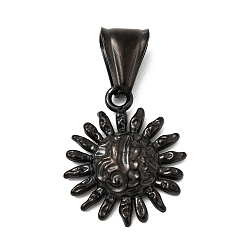 Черный Текстурированные 304 подвески из нержавеющей стали, солнечные чары, ионное покрытие (ip), чёрные, 20x17x3.5 мм, отверстие : 8x5 мм