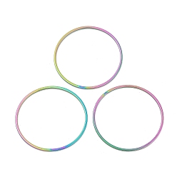 Rainbow Color Ионное покрытие (ip) 304 соединительное кольцо из нержавеющей стали, без никеля , круглые кольца, Радуга цветов, 30x0.8 мм