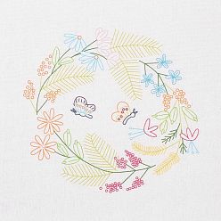 Flower DIY Embroidery Fabric with Eliminable Pattern, Embroidery Cloth, Square, Flower Pattern, 28x27.6x0.05cm