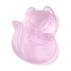 Бледно-Розовый Стеклянные подвески, лиса прелести, розовый жемчуг, 34.5x27x12 мм, отверстие : 0.8 мм