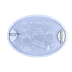 Oval DIY Silicone Christmas Theme Serving Tray Molds, Resin Casting Molds, for UV Resin, Epoxy Resin Craft Making, Oval, 258x365x11mm