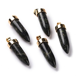 Kambaba Jasper Natural Kambaba Jasper Pointed Pendants, Cone Charms, with Golden Tone Alloy and Iron Findings, 42.5~46x14~15mm, Hole: 8x6mm