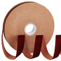Coconut Brown Flocking Ribbon, Single Side, for Gift Packing, Party Decoration, Coconut Brown, 25x1.3mm, 20yard/roll