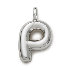 Letter P Латунные подвески, долговечный, стойки покрытие, без кадмия и без свинца, платина, Письмо P, 15.5x9.5x4.5 мм, отверстие : 2.5 мм