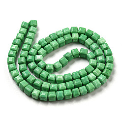 Средний Весенно-Зеленый Природный агат бисер нитей, окрашенные, кубические, средний весенний зеленый, 4.5x4.5x4.5 мм, отверстие : 1.2 мм, около 88 шт / нитка, 15.04'' (38.2 см)