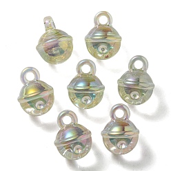 Pale Goldenrod UV Plating Rainbow Iridescent Transparent Acrylic Pendant, Bell Charms, Pale Goldenrod, 20.5x15.5mm, Hole: 3.5mm