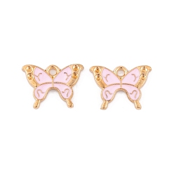Pink Подвески из эмалевого сплава с покрытием из легкого золота, без кадмия и без свинца, очарование бабочки, розовые, 11.5x16x1.5 мм, отверстие : 2 мм