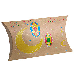 Star Ramadan Kraft Paper Candy Pillow Boxes, Candy Gift Case, Star, 12.5x7x2.5cm
