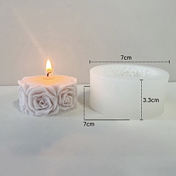 Flat Round Valentine's Day Rose Scented Candle Food Grade Silicone Molds, Candle Making Molds, Aromatherapy Candle Mold, Flat Round, 7x3.3cm
