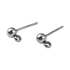 Stainless Steel Color 304 Stainless Steel Stud Earring Findings, with Loop, Stainless Steel Color, 15x7x4mm, Hole: 1.7~2mm, Pin: 0.8mm