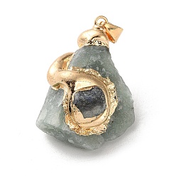 Аквамарин Подвески из натурального аквамарина и апатита с гальваническим покрытием, подвески-самородки с латунной фурнитурой, золотые, стойки покрытие, 36.5~50x25~32.5x17~30.5 мм, отверстие : 4x6 мм