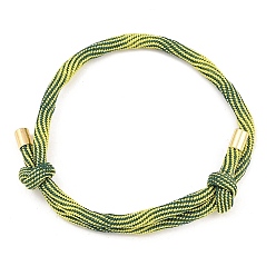 Зеленый Браслеты из нейлонового шнура, с латунной фурнитурой , золотые, долговечный, стойки покрытие, зелёные, внутренний диаметр: 1-5/8~3-1/8 дюйм (4~8 см)