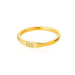 555 Stainless Steel Ring with Simple Number Design - Angel Digital Ring