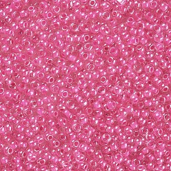 Ярко-Розовый Fgb 6/0 круглый стеклянный бисер класса А, прозрачные цвета внутри, блеск покрытием, ярко-розовый, 6/0, 4x3 мм, отверстие : 1 мм, Около 4500 шт / фунт