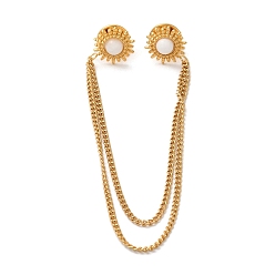 Белый 304 Подвесная брошь-цепочка с цветком из нержавеющей стали и окрашенного камня, золотые, белые, 170 мм, брошь: 14 мм