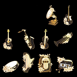 Musical Instruments 20Pcs 10 Styles PET Plastic Sticker, for Scrapbooking, Travel Diary Craft, Musical Instruments, Packing: 165x120x2mm, 20pcs/set