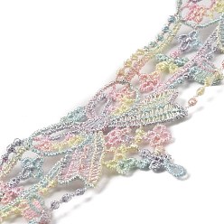 Coloré 15 mètres de ruban de dentelle en polyester avec nœud papillon de couleur arc-en-ciel, bordure en dentelle à nœud plat, pour accessoires de vêtement, colorées, 1-3/8 pouces (36 mm)