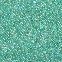 Средний Аквамарин Fgb 6/0 круглый стеклянный бисер класса А, прозрачные цвета внутри, с покрытием AB цвета, средний аквамарин, 4x3 мм, отверстие : 1 мм, Около 4500 шт / фунт